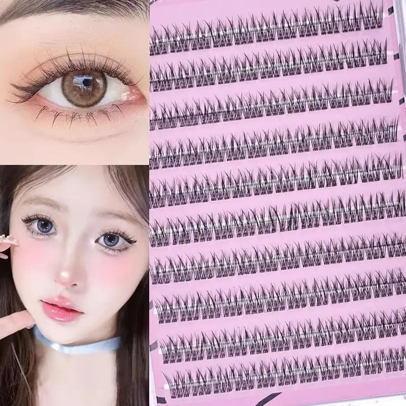 Ciglia Finte Riutilizzabili a Coda di Pesce con Design Girasole, Stile Anime, Voluminose e Spesse, Curvatura DIY, Estensione Ciglia Senza Colla