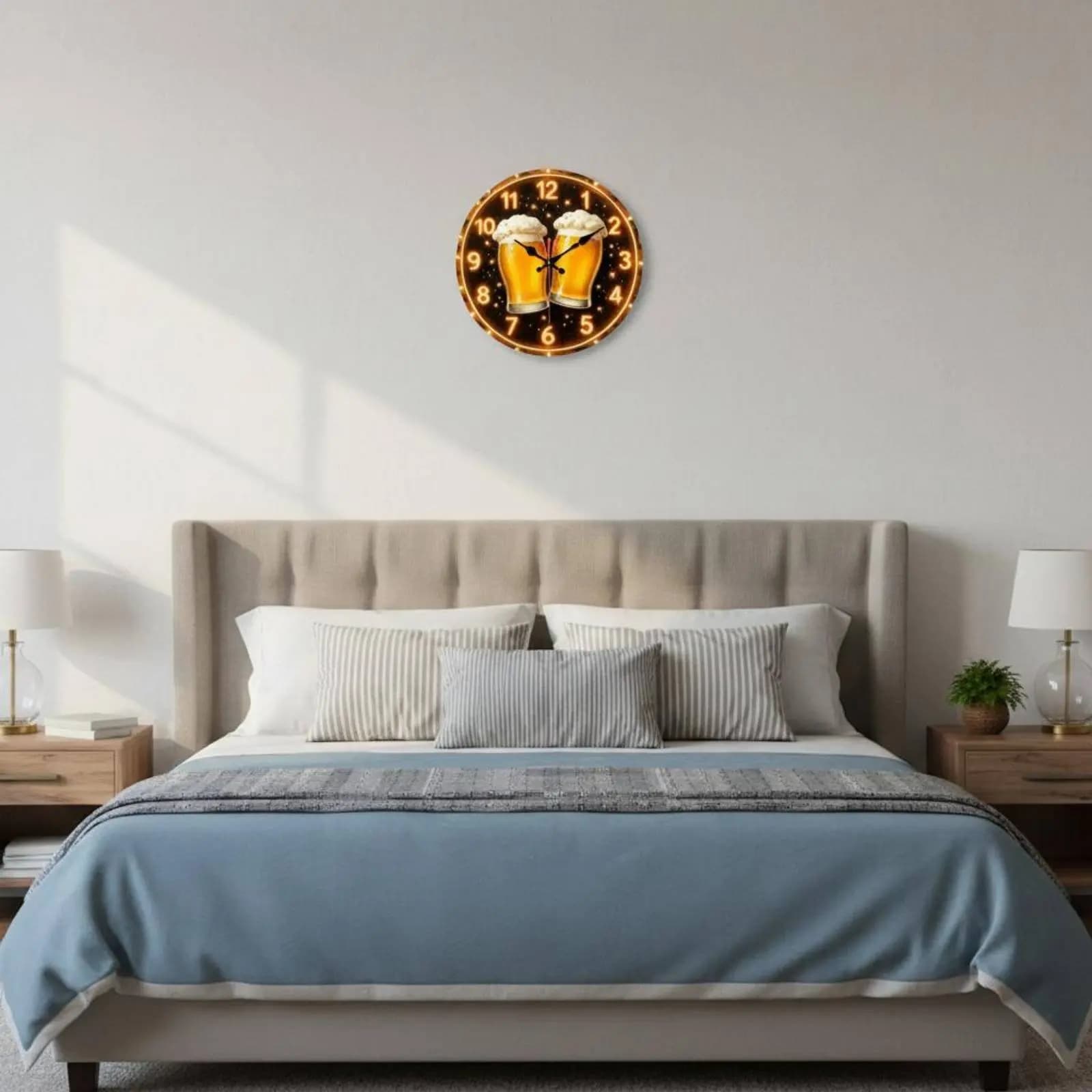 Orologio da Parete a Forma di Boccale di Birra, Funzionamento a Batteria, Design Senza Cornice, Facile da Appendere, per Uomini e Cucina