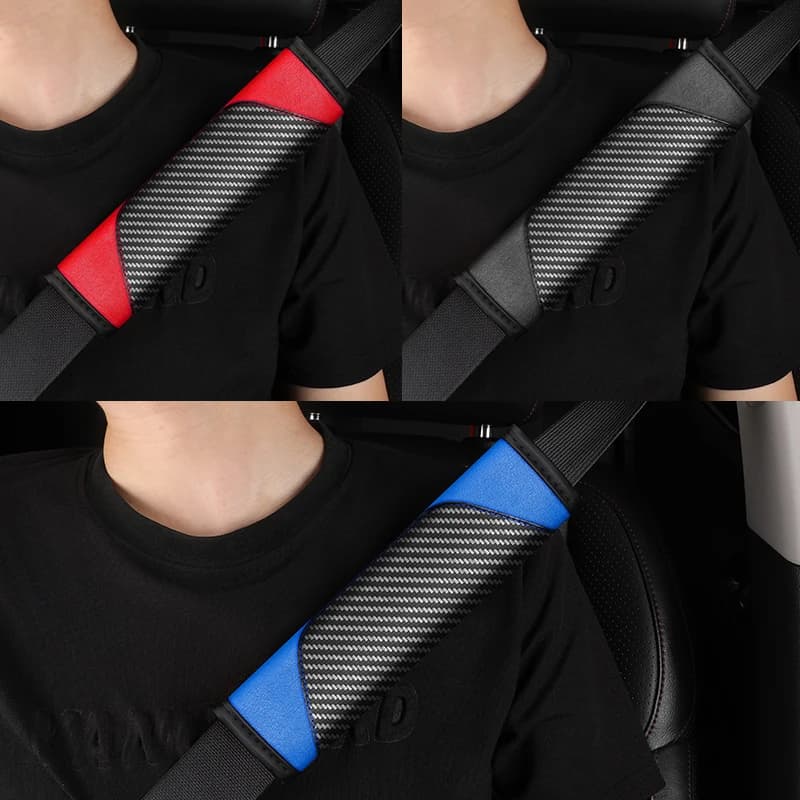 2 pcs advanced carbon fiber leather cover for seat belt adjustable cover for shoulder protection for car accessories