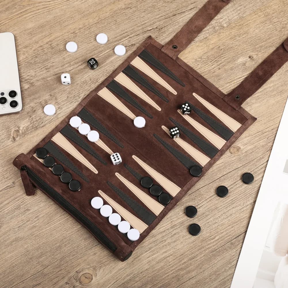Roll Up Backgammon Sets Portable Travel Board Games Set For Adults And Kids Foldable Classic Chess Board Roll-Up