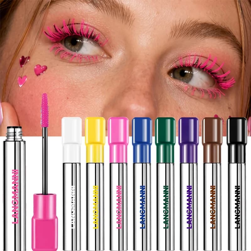 Green Mascara Thick Curling Waterproof Natural Eyelashes Long Lasting Blue White Pink Black Eye Makeup Korean Cosmetics