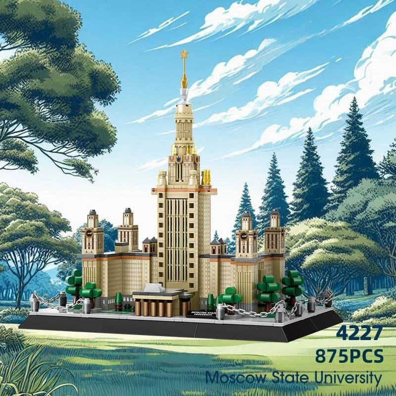 Mosca State University Architettura mondiale Modello Building Blocks Piccole particelle assemblare mattoni Giocattoli educativi per bambini 875 pezzi