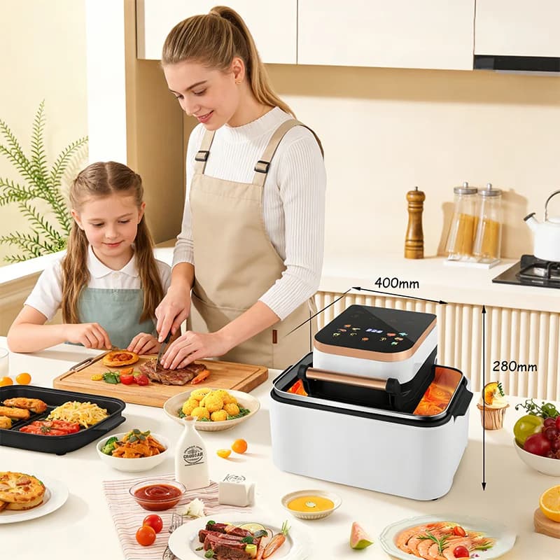 12L Air Fryer for Domestic Use with Transparent Top Cover, Large and Powerful, Intelligent Touch Control, Timer, Oil Free Electric Oven
