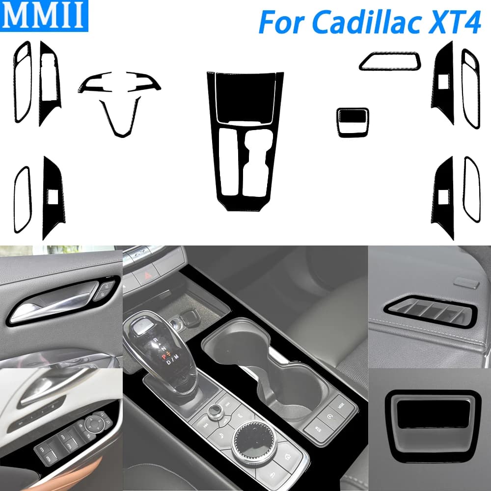 Per Cadillac XT4 2018-2023 Piano Nero Gear Shift Uscita Aria Vent Volante Pannello Trim Set Accessori Interni Auto Adesivo