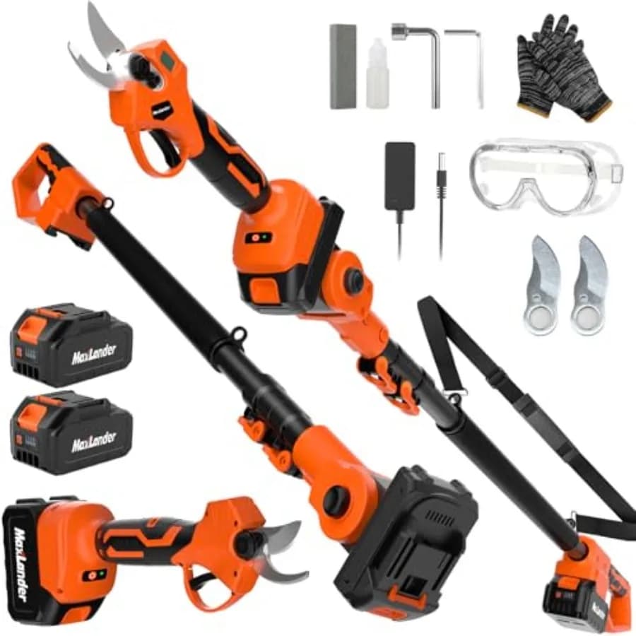 Forbici Elettriche per Potatura 2-IN-1 Senza Fili, Diametro di Taglio 1,2'', Potatore per Alberi Brushless, 2 Batterie da 3,0Ah