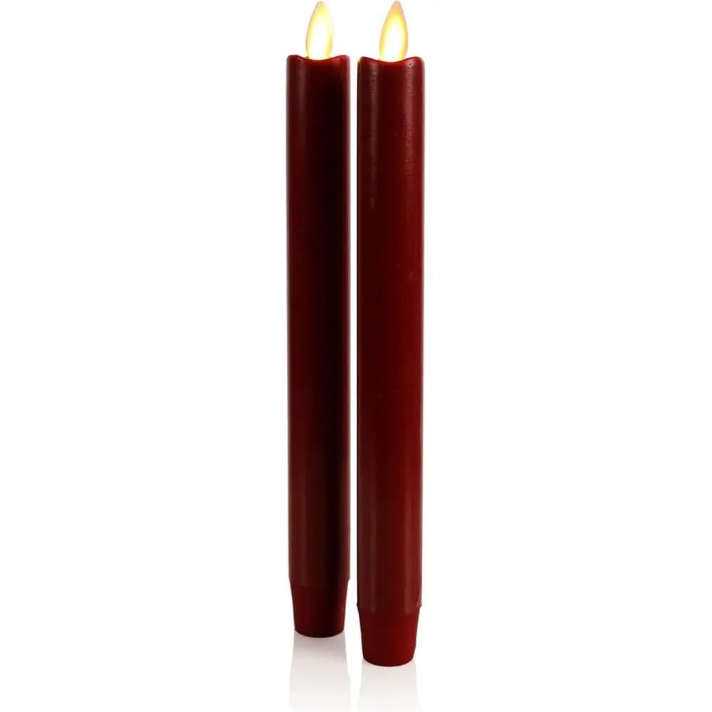 Candele LED a Batteria, Rosse, Set da 2, Altezza 24,75 cm - Sicure per Casa, Bambini e Animali Domestici