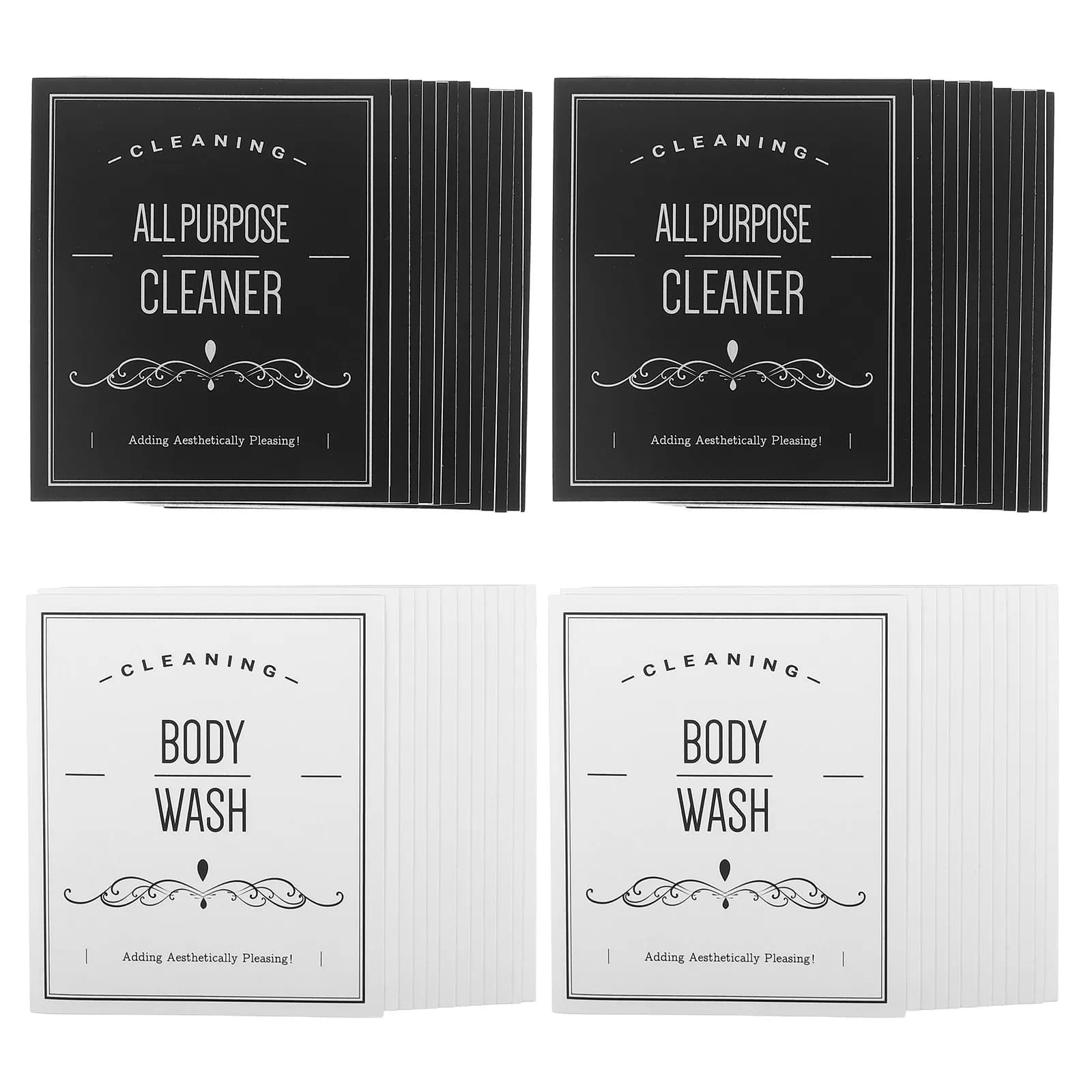 240Pcs Bathroom Label Set Waterproof Removable Self-Adhesive Shampoo Soap Dispenser Stickers for Bottles Jars Body Wash Hand