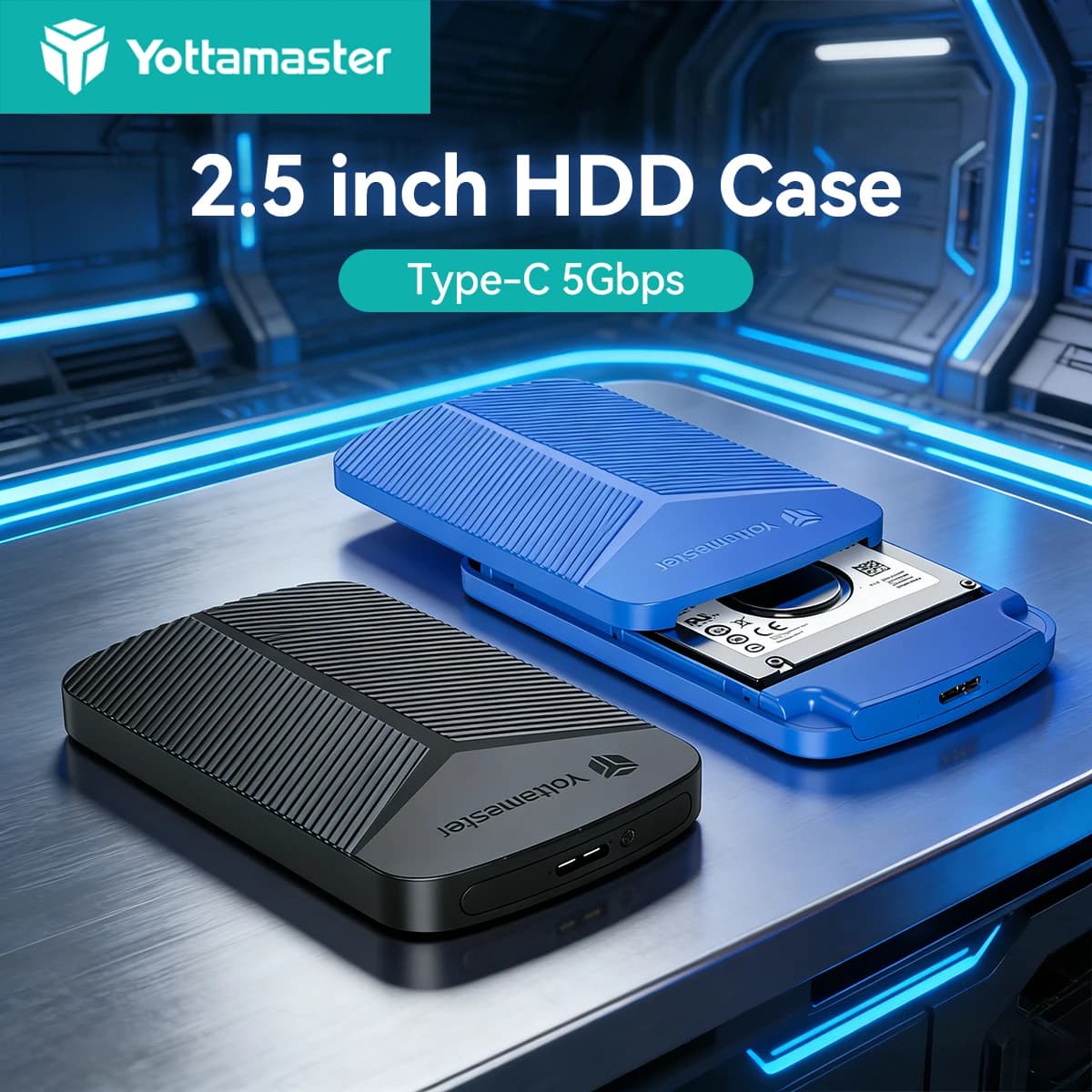 Yottamaster HDD Case Box esterno per disco rigido da 2,5 pollici, da SATA a USB 3.0, supporta 4TB per PC e laptop