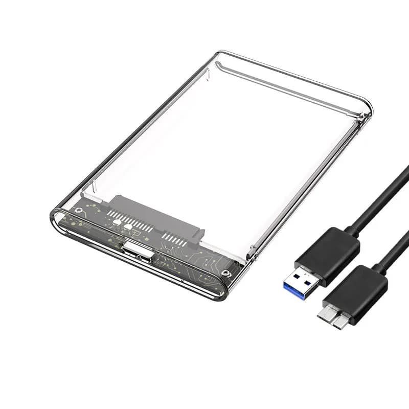 Box esterno trasparente USB 3.0 Type-C 3.1 per HDD/SSD da 2.5 pollici con cavo Micro USB Type-C per computer