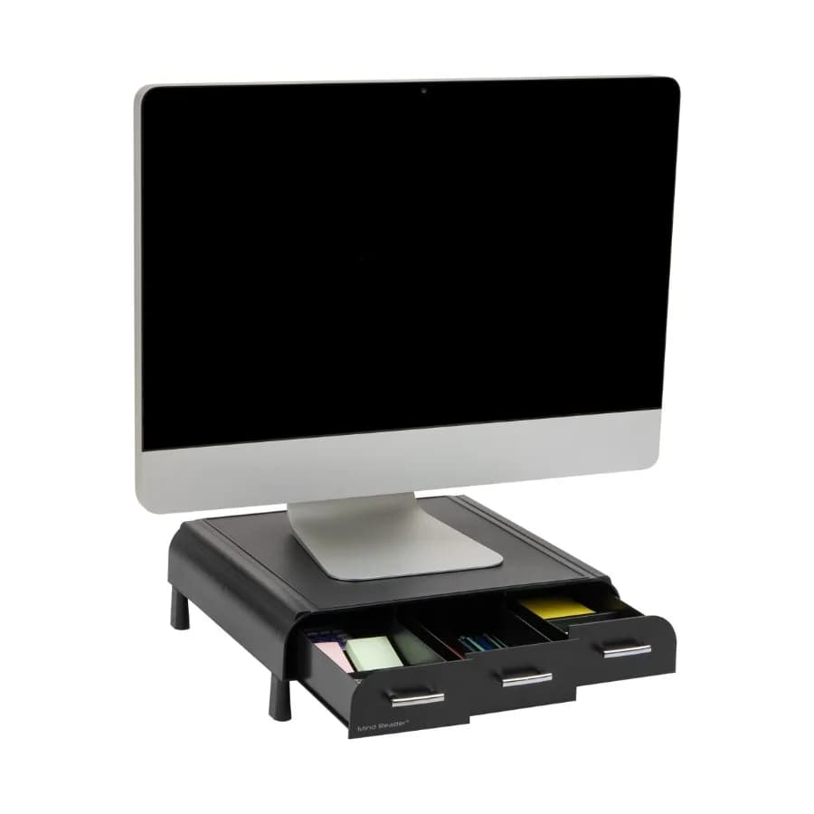 Plastic PC Laptop Imac Monitor Stand with Three Drawer Desk Organizer Silver