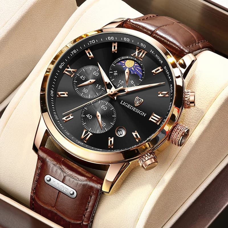 LIGE Orologi Da Uomo 2023 Nuovo Cuoio di Modo Impermeabile Luminoso Top Brand di Lusso Mens Orologio Da Polso Al Quarzo Da Uomo Relogio Masculino + Box