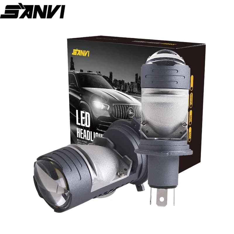 SANVI MINI H4 Bi LED Lente del proiettore Faro 104W 6000k Faro del motociclo Fascio alto e basso Accessori per luci per auto integrati