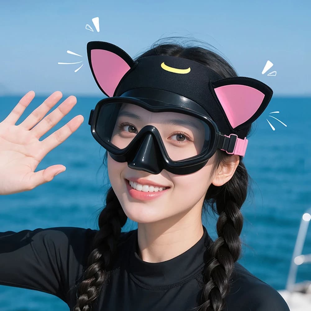 3mm Cat Earrings Neoprene Swimwear Adjustable Hair Band for Swimming Cartoon Immersion Hood for Snorkeling Swimwear Surf Dive
