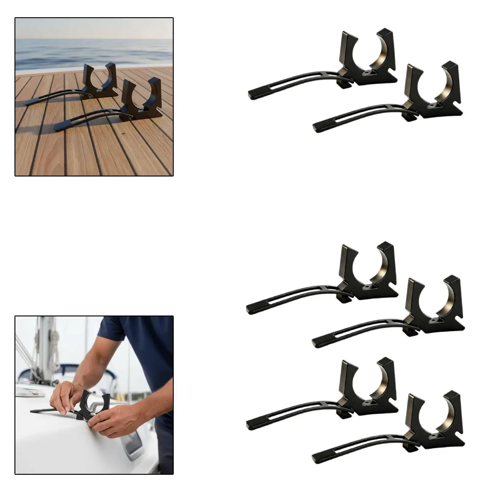 Boat Hook Holder High Performance C Shape Brackets Plastic Clip Set for Gaff Push Pole Anchor Net Tools