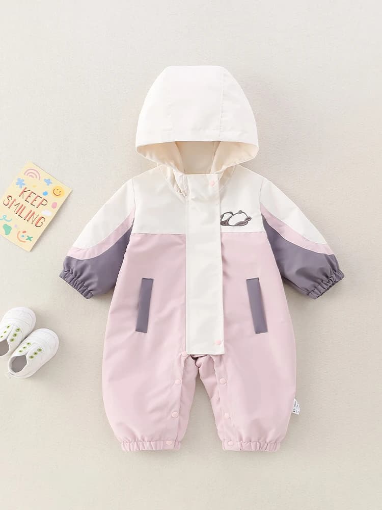 Stylish Baby Romper Spring Autumn Long Sleeve Double Layer Hooded Jacket Cute Toddler All-in-one Suit High Waist Long Pants