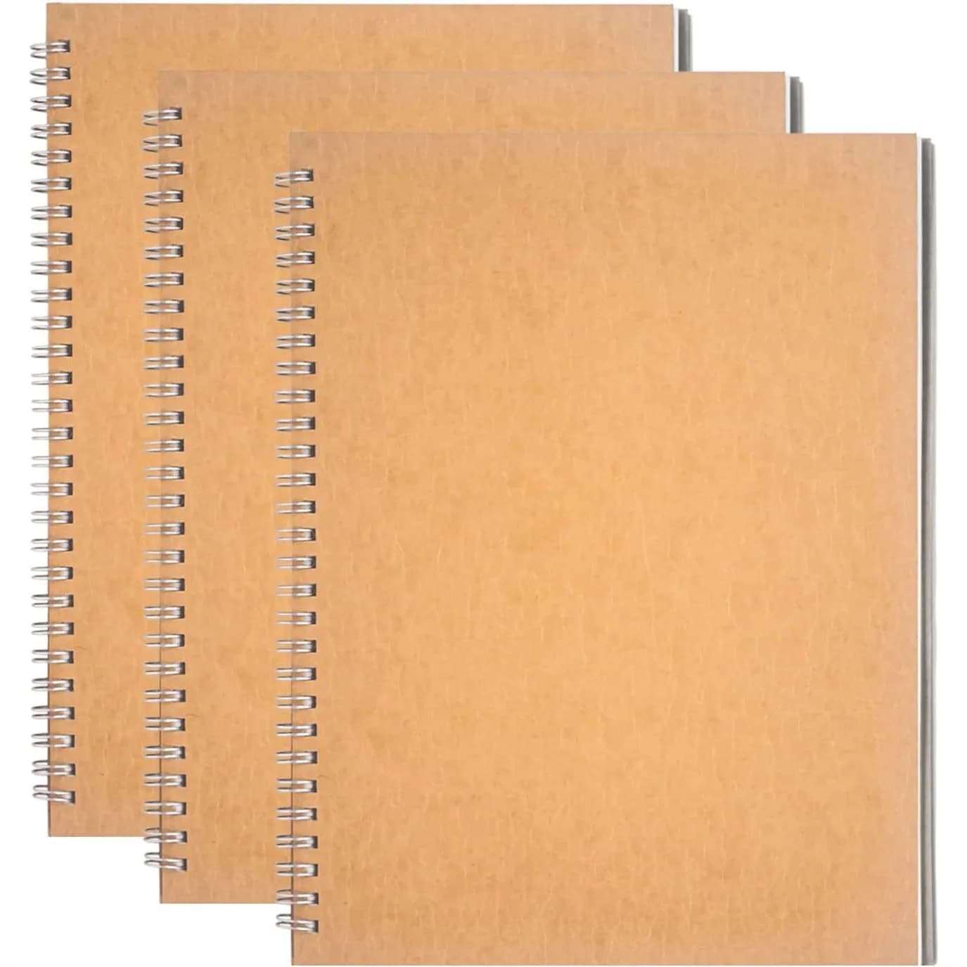 Blank Spiral Notebook 3-Pack, 10x7.5 inch 100GSM, 100 Pages/50 Sheets, Soft Cover Sketch Book with Writing Backboard