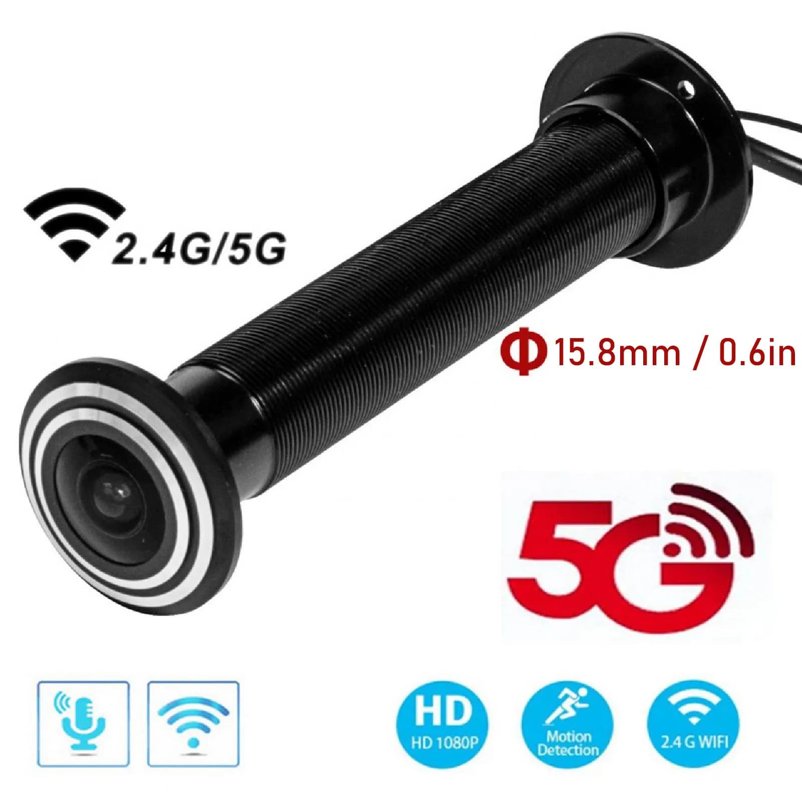 Telecamera spioncino Telecamera spioncino 1080P HD Obiettivo da 180 gradi Conversazione bidirezionale Rilevazione movimento Telecamera per visore porta WiFi 5G per APP TUYA