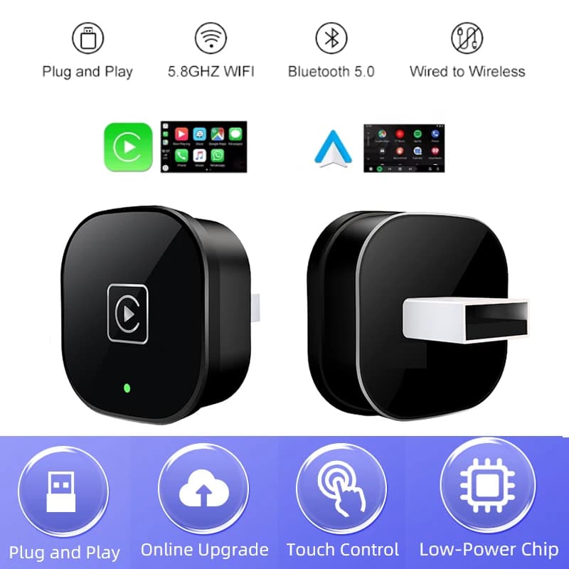 Kebidumei Carplay Adapter Wireless Android Car 2in 1 Smart Dongle 2025 5G WIFI for OEM Car Stereo with USB Plug and Play