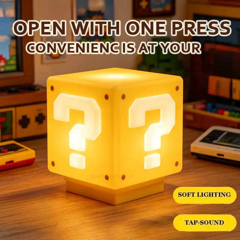 Lampada Notturna a Forma di Blocco Puzzo con Effetti Sonori di Gioco per Bambini, Luce da Comodino Decorativa, Regalo per Natale