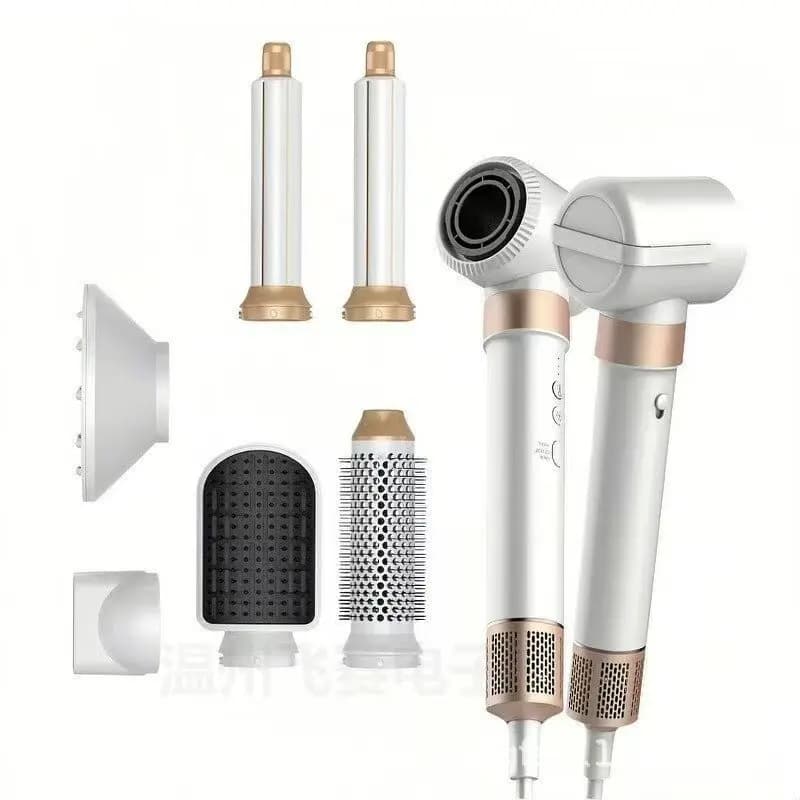 Set Asciugacapelli Ionico Multifunzione 8-in-1 con Spazzola Arricciacapelli Automatica, Asciugacapelli e Pettine Caldo per Styling Professionale
