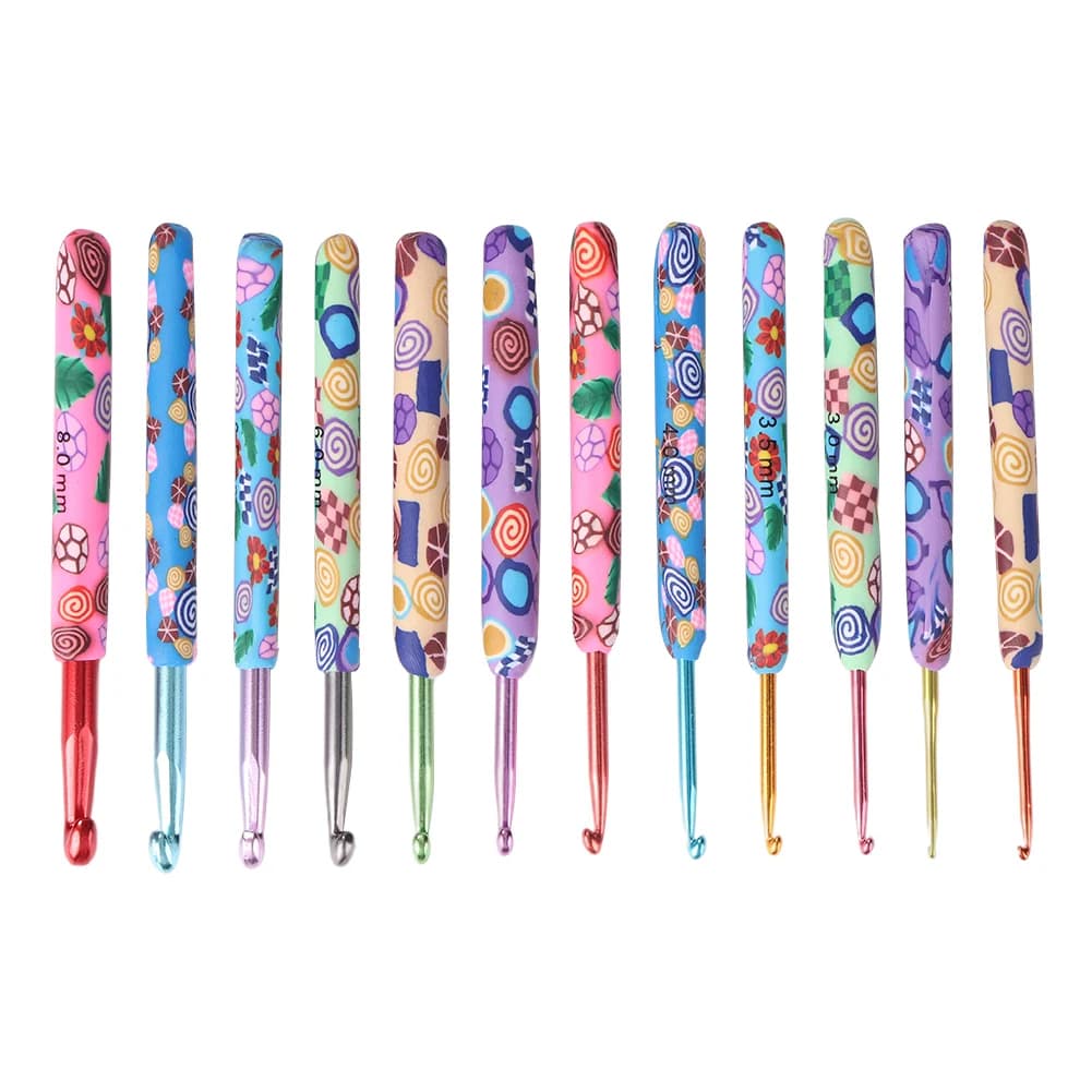 9pcs Soft Pottery Knitting Needles Replacement Aluminum Crochet Hooks Set DIY Craft Tools Handmade Accessories