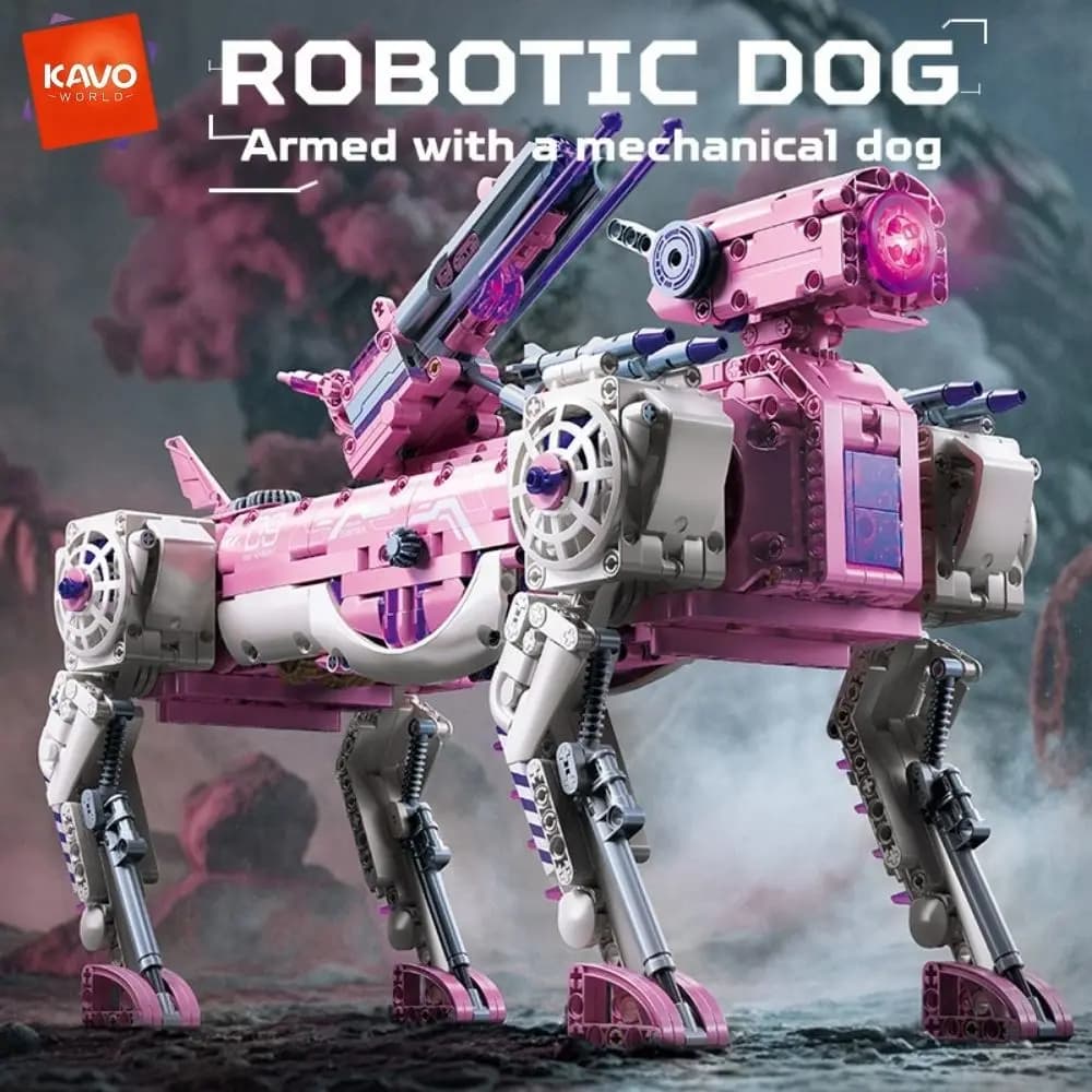 KAVOWORLD Set di Costruzioni Meccaniche RC da 1609 Pezzi, Cane Robot Bionico Telecomandato con Luci, Giocattoli Mecha per Bambini