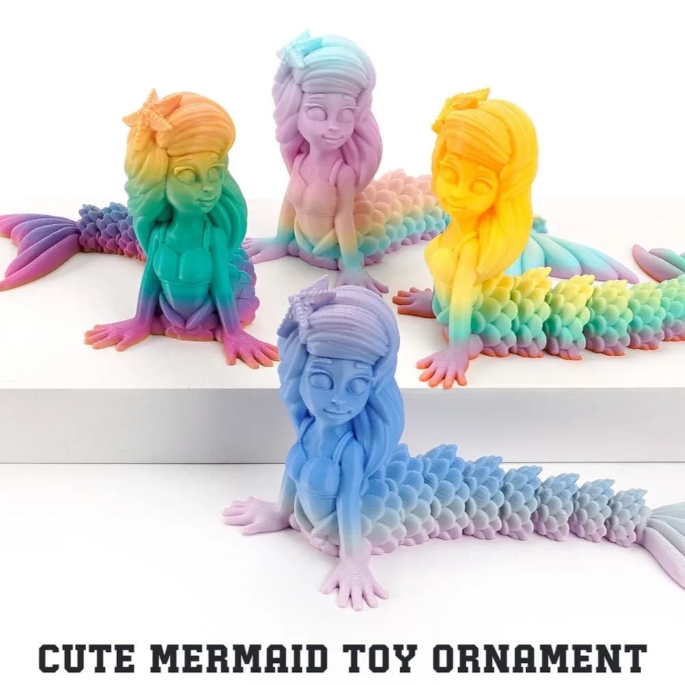 Figure d'azione a forma di sirena stampate in 3D Giocattolo multi-giunto Mobile Fidget Toys Miniature da giardino fatato Giocattolo da tavolo Regali per festival per bambini