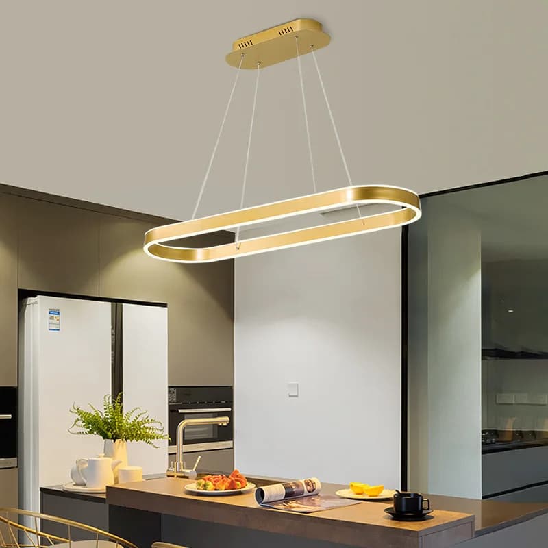 Lampadario ad anello nordico Lampadario lineare in alluminio a LED Per lampada da cucina sospensione Lustre luci per sala da pranzo sospese per interni