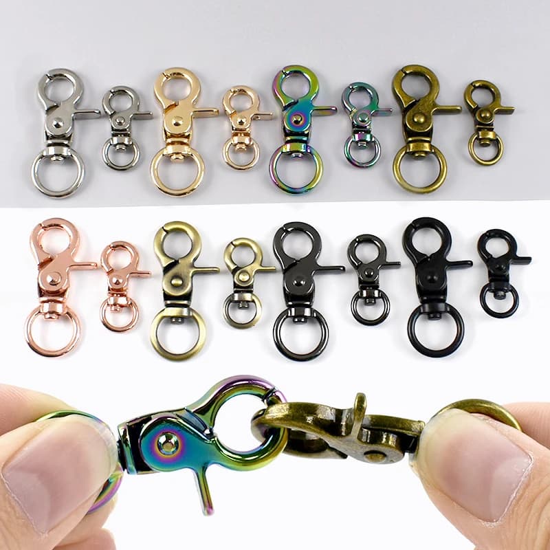 10/20/30/40/50 Pezzi Moschettoni Piccoli da 10/13mm per Borsa, Moschettone Girevole in Metallo, Fibbia per Collare Animale Domestico, Gancio a Scatto per Portachiavi