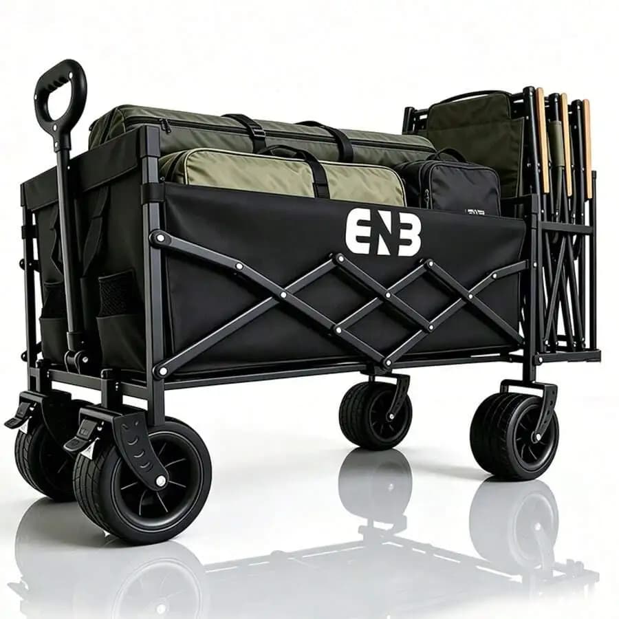 New Portable Camping Cart, All-Terrain Garden Cart, Heavy-Duty Multi-Purpose Cart, Large-Capacity Folding Shopping Cartideal For