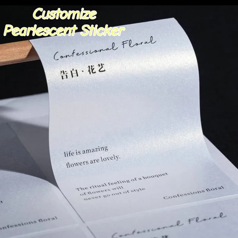 100pcs Custom Pearlescent Stickers Die Cut Name Labels Decals Personalized Wedding Sticker For School Business Packing Box Label