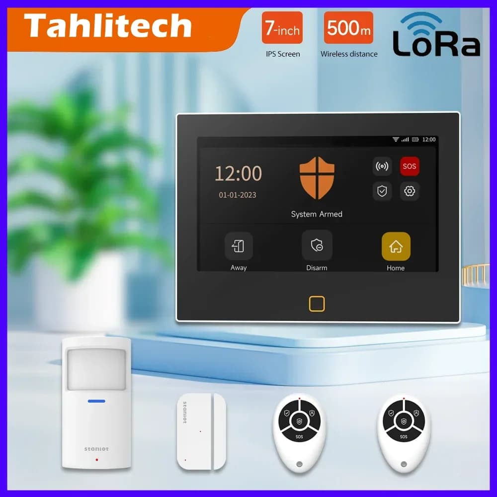 Sistema di allarme di sicurezza da 7 pollici Versione LoRa WiFi 4G Tuya Smart Home Kit antifurto Distanza di trasmissione di 500 m Sirena incorporata