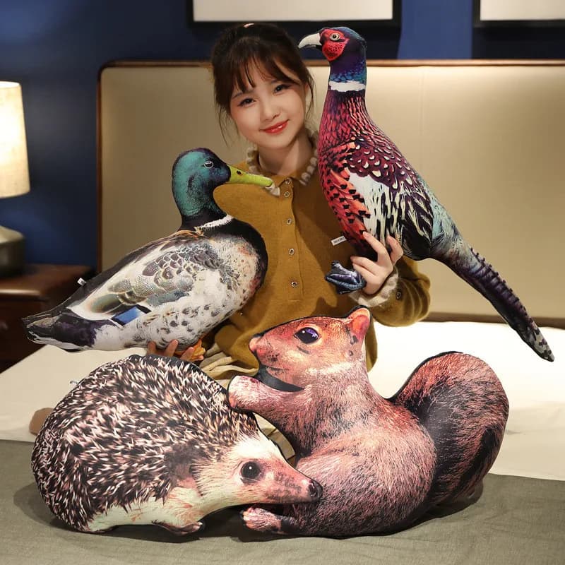 Peluche a forma di gufo, cuscino realistico a forma di coniglio, bambola femmina, cuscino a forma di anatra con testa verde, morbido animale di peluche, cuscino per letto