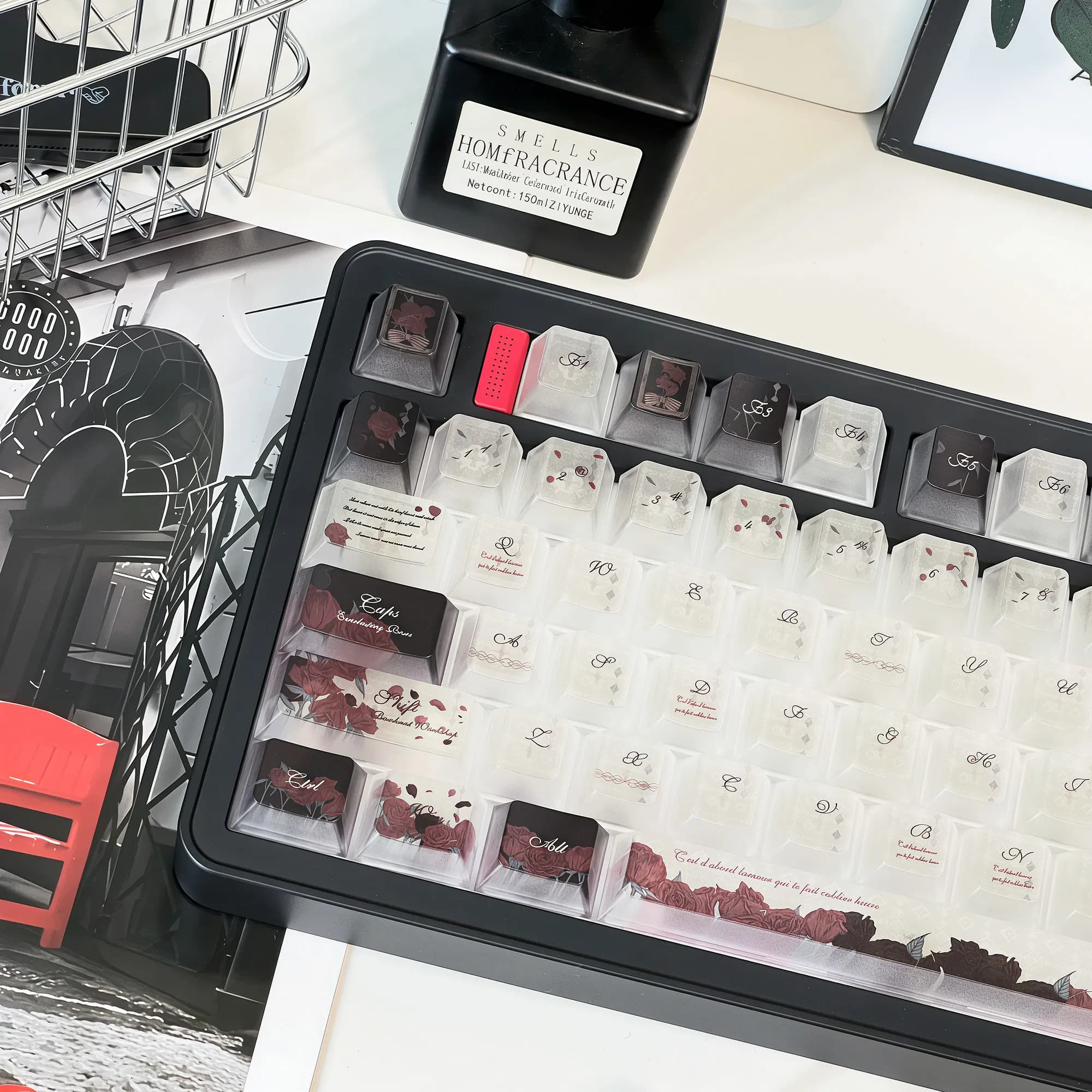 Fog Transparent PC Keycaps 120 Keys UV Printing Cherry Profile Key Cap for Cherry Gateron MX Switches Mechanical Keyboard