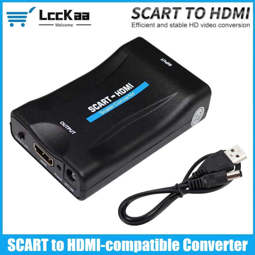 SCART compatible converter to HDMI 1080P luxury video audio adapter for TV DVD for Sky Box STB DC Plug and Play cable for HDTV