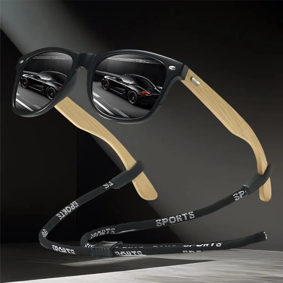 Fashion Classic Sunglasses for Men and Women, Trendy Glasses from Exterior with Chain for Guide, Fishing, Travel and Running