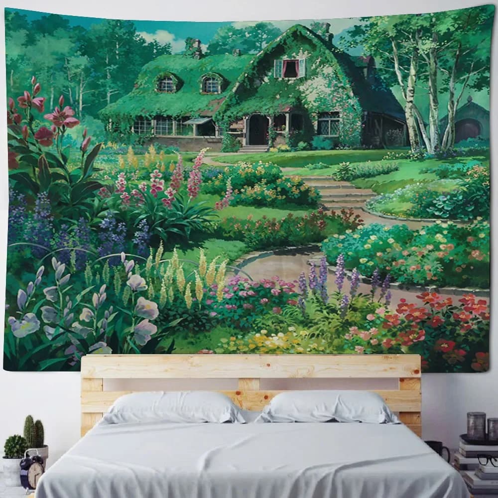 Landscape oil painting tapestry hanging wall decoration house tapestry room art blanket background cloth yoga mat