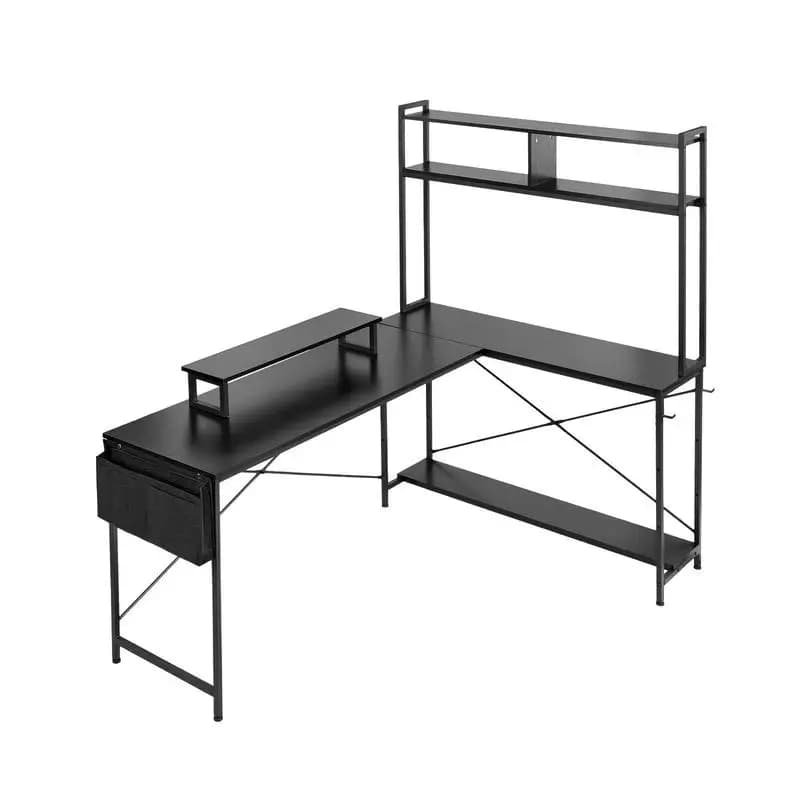 Scrivania per Computer a L, Scrivania da Gaming Angolare Reversibile da 67 Pollici con Supporto Monitor e Supporto CPU Mobile, Tavolo PC Moderno ed Elegante, Postazione di Lavoro Robusta per Ufficio Domestico - Facile da Montare