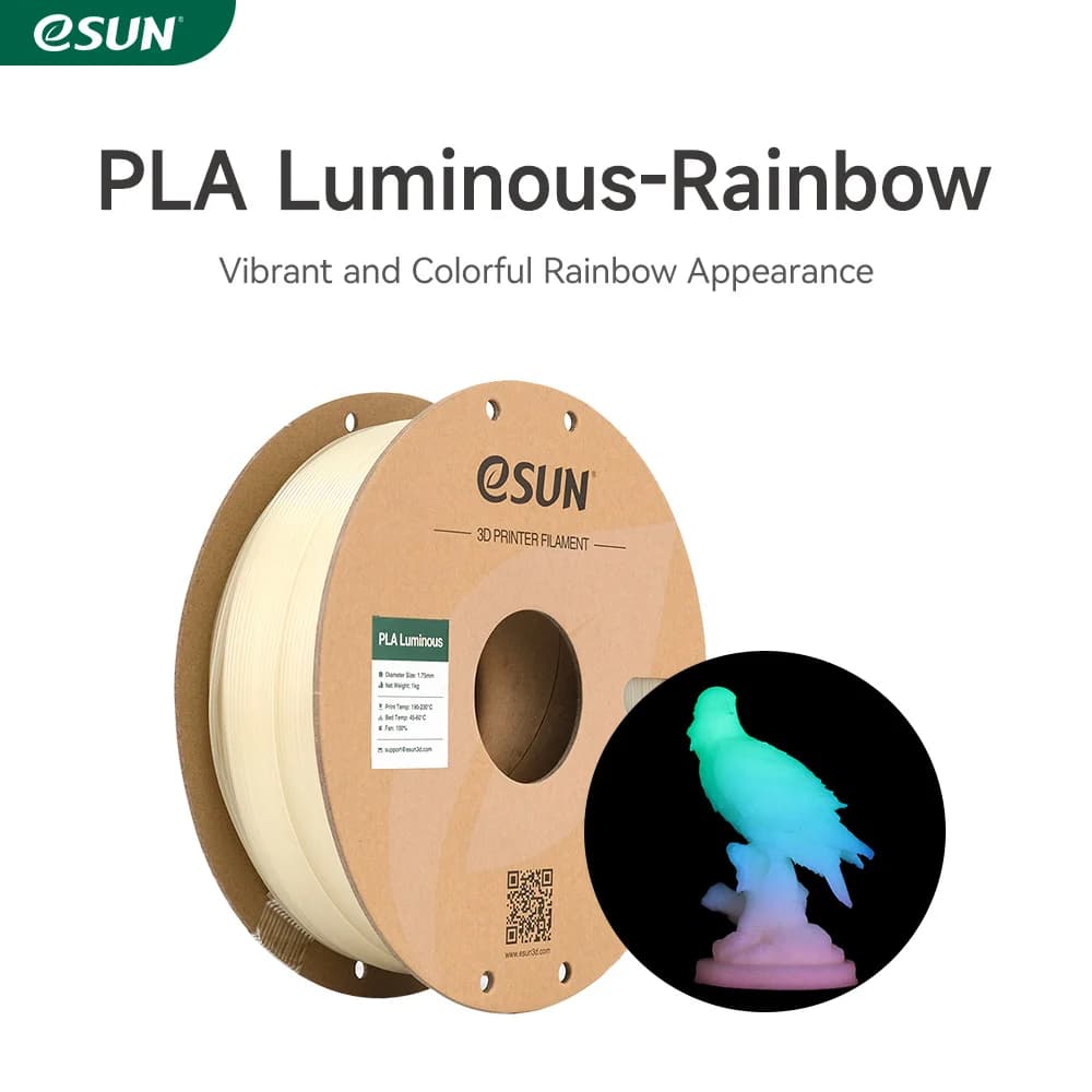 eSUN PLA Filament PLA bright- Rainbow 1,75 mm Glow in the Dark eStars PLA 1KG Bright 3D Printer Filament for 3D Printer