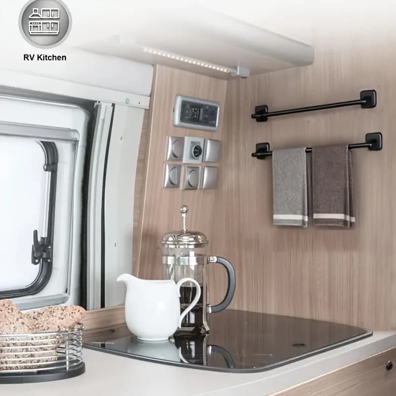 2-Piece Perforated Aluminum Towel Rack Suitable For Rv And Camper Van Bathroom Kitchen Towel Cloth Storage Rack