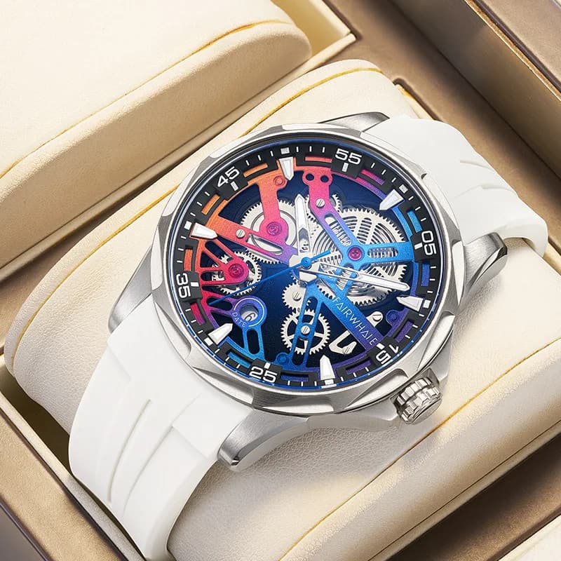 Mark Fairwhale 6620 Orologio meccanico automatico moda uomo Calendario luminoso Orologi di lusso in silicone impermeabile per uomo reloj