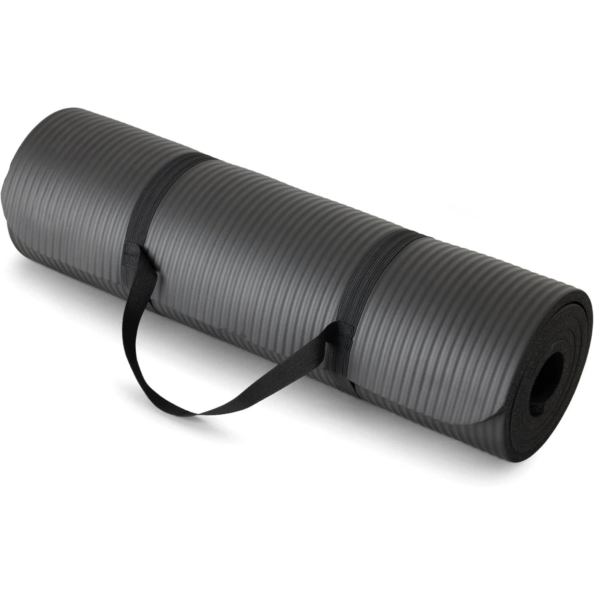Yoga Mat 1/2" Thick w/Nylon Strap for Men & Women - Non Slip Excercise Mat for Yoga, Pilates, Stretching, Floor & Fitness Workou
