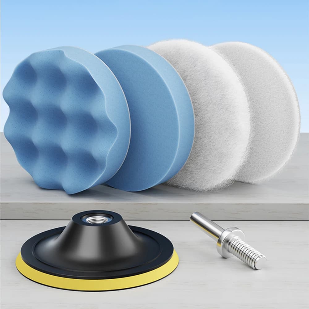 Kit tampone in spugna per ceretta con disco per lucidatura per dettagli auto con adattatore per trapano M10 carta vetrata abrasiva per il restauro dei fari lucidatrice
