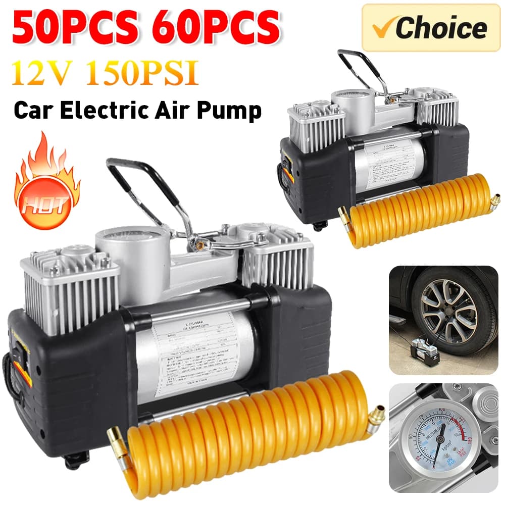 12V 150PSI gonfiatore per pneumatici per impieghi gravosi gonfiatore per pneumatici per auto elettrica compressore d'aria portatile con manometro pompa ad aria elettrica per auto