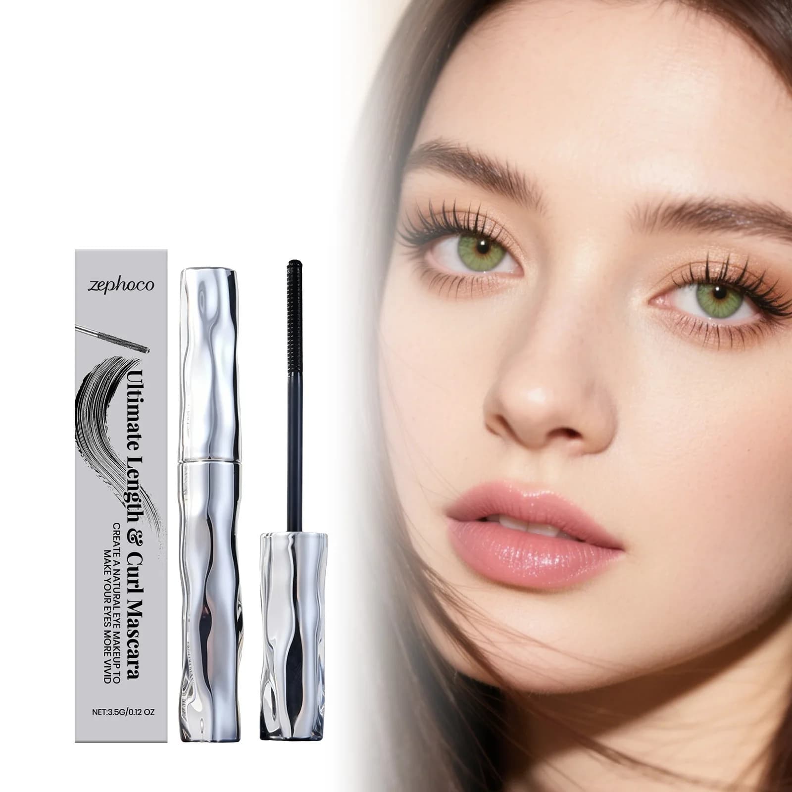 Mascara Impermeabile con Scovolino in Metallo, per Extension Ciglia, Senza Grumi, con Fibre Volumizzanti, Nero, Allungante, Primer per Ciglia, Trucco