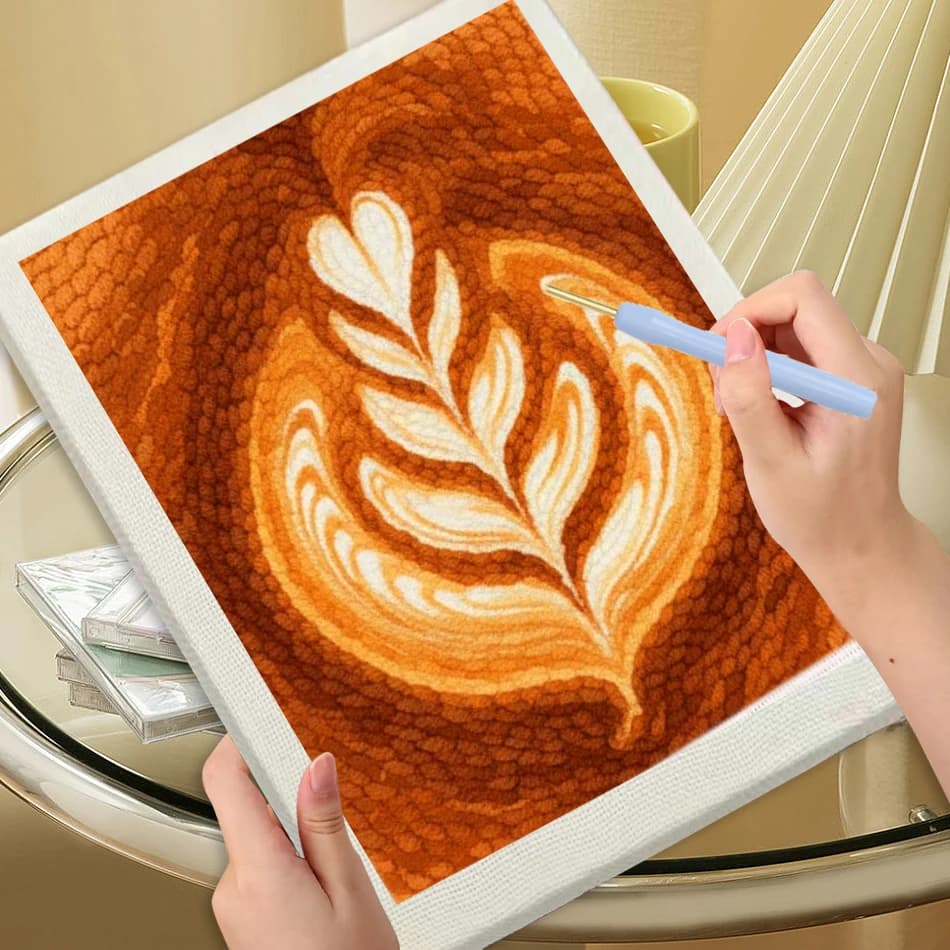 Diy Needle Punch Kit Picture Embroidery Kit Coffee Scenery Needle Punch Kit For Beginners Art Supplies Craft Supplies