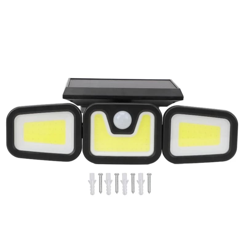 Lampada Solare da Esterno a 3 Teste, Impermeabile IP53, 103 LED, Sensore di Movimento, Luce di Sicurezza per Giardino