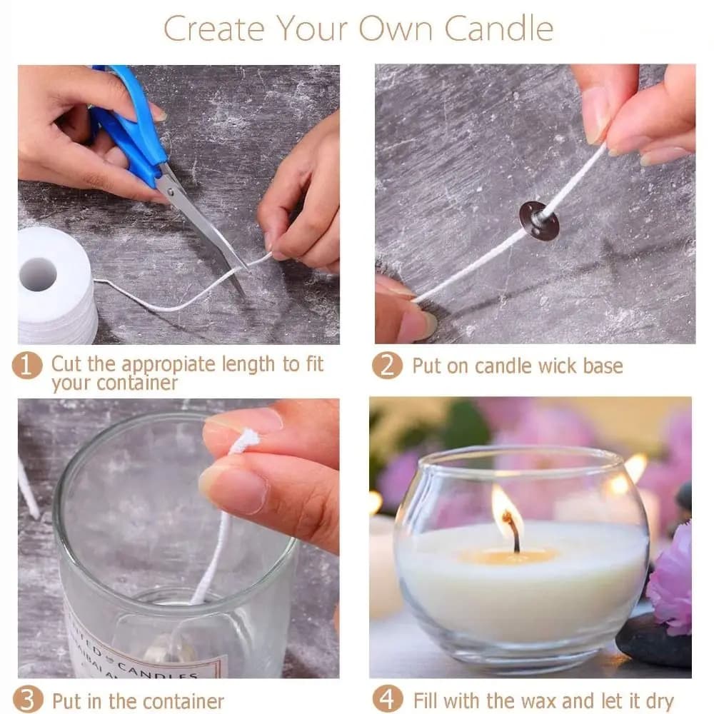New 61 meter candle core/white smokeless candle with hand-made cotton core for domestic use