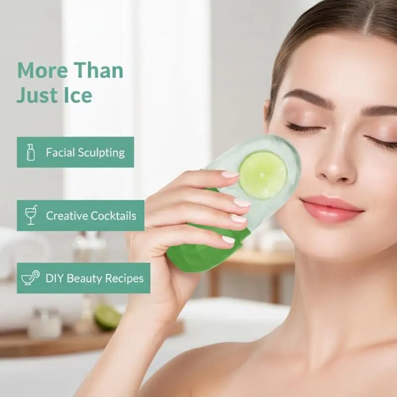 Rullo di ghiaccio per il viso in silicone riutilizzabile per viso, occhi e pelle, lenitivo, antigonfiore, per la cura quotidiana della bellezza e del benessere.