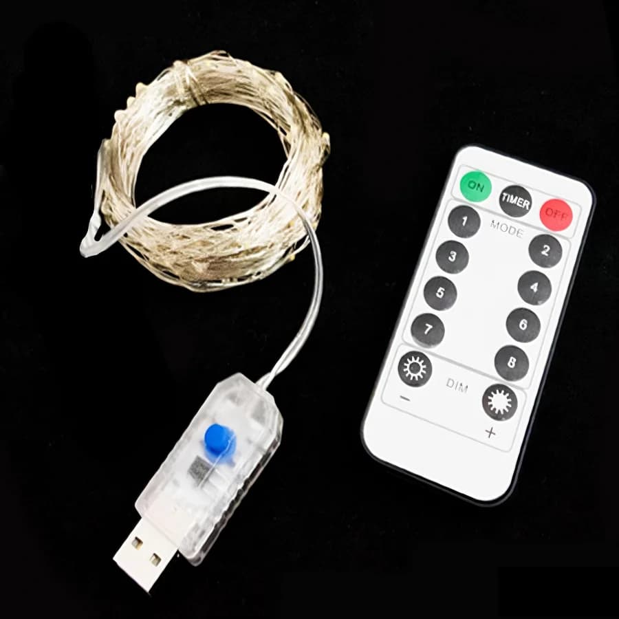 Interruttore da 20 ~ 1 m Telecomando USB 8 funzioni Striscia luminosa LED Fata Stringa di luce Natale Capodanno Festa di nozze Decorazione del giardino